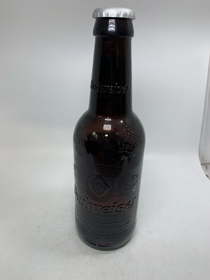 LARGE BUDWEISER MILLENNIUM GLASS BEER BOTTLE.