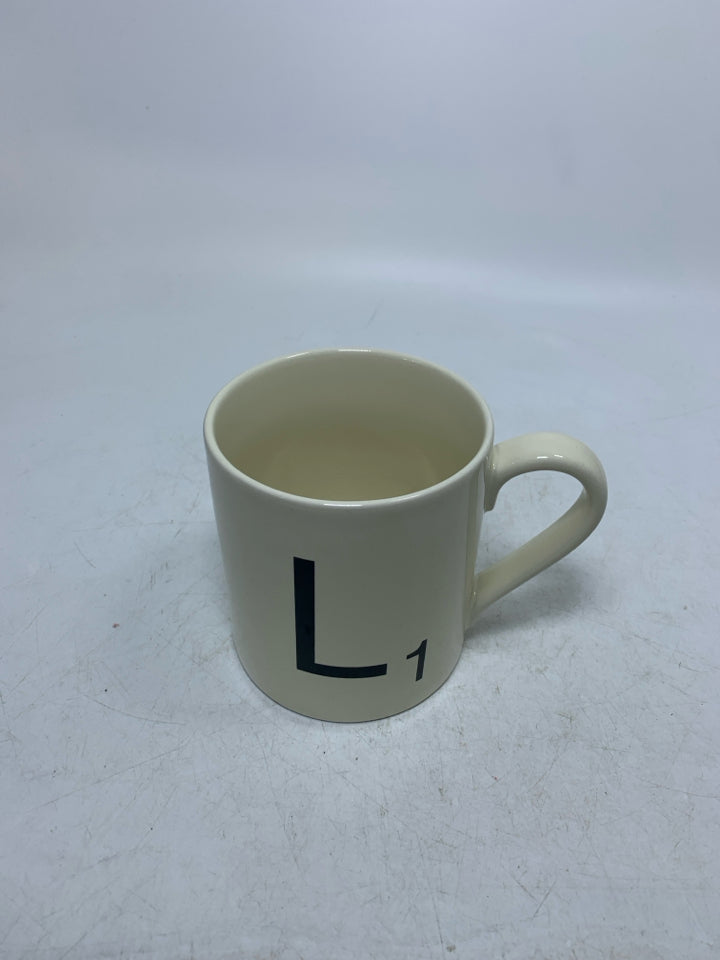 SCABBLE "L" MUG.