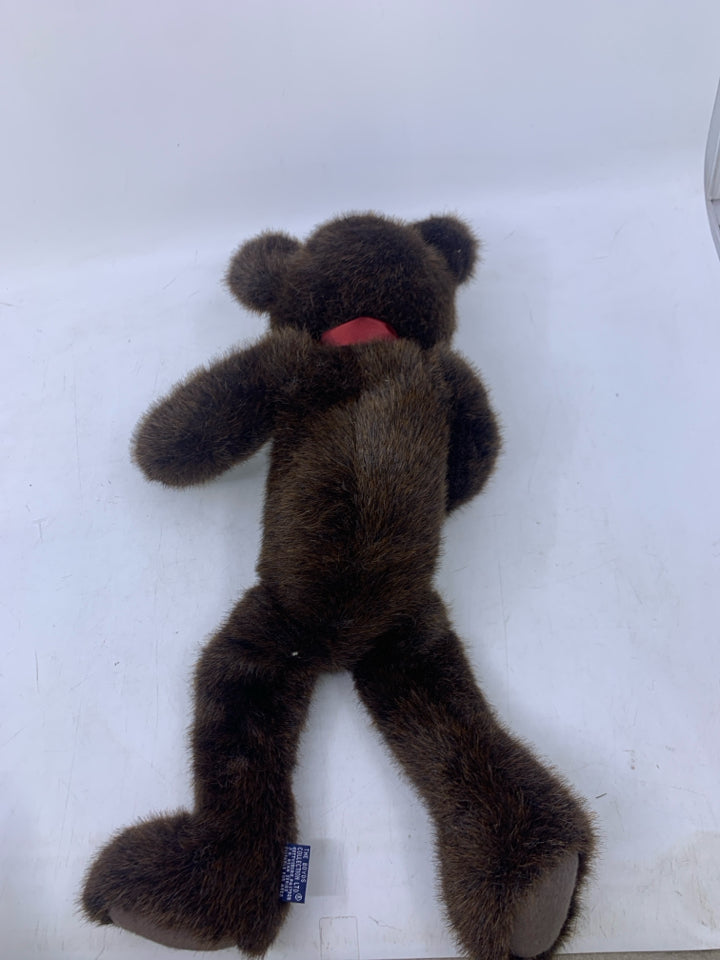 DARK BROWN BEAR W/ MAROON BOW BOYDS BEAR.