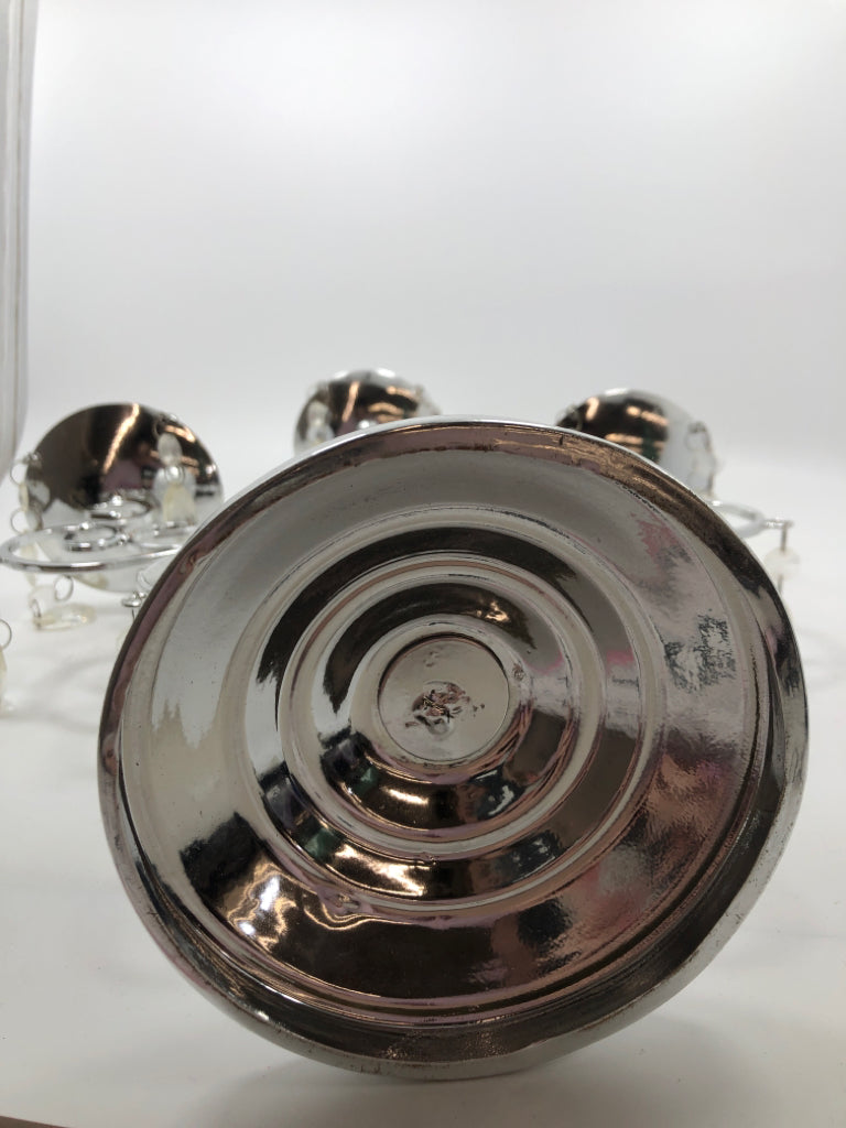 SILVER & CRYSTAL CANDLE HOLDER.
