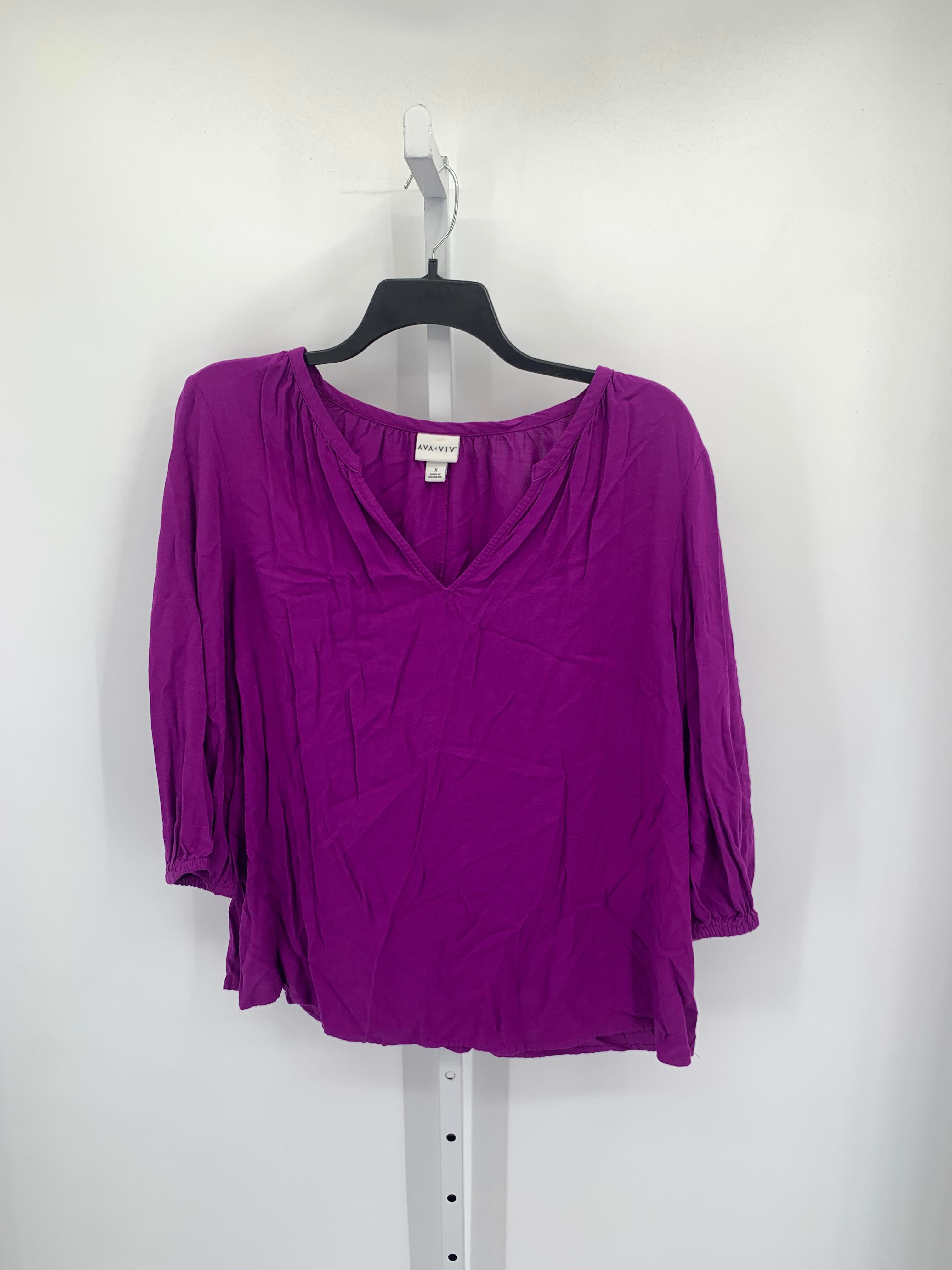 Ava & Viv Size 1X Womens 3/4 Sleeve Shirt