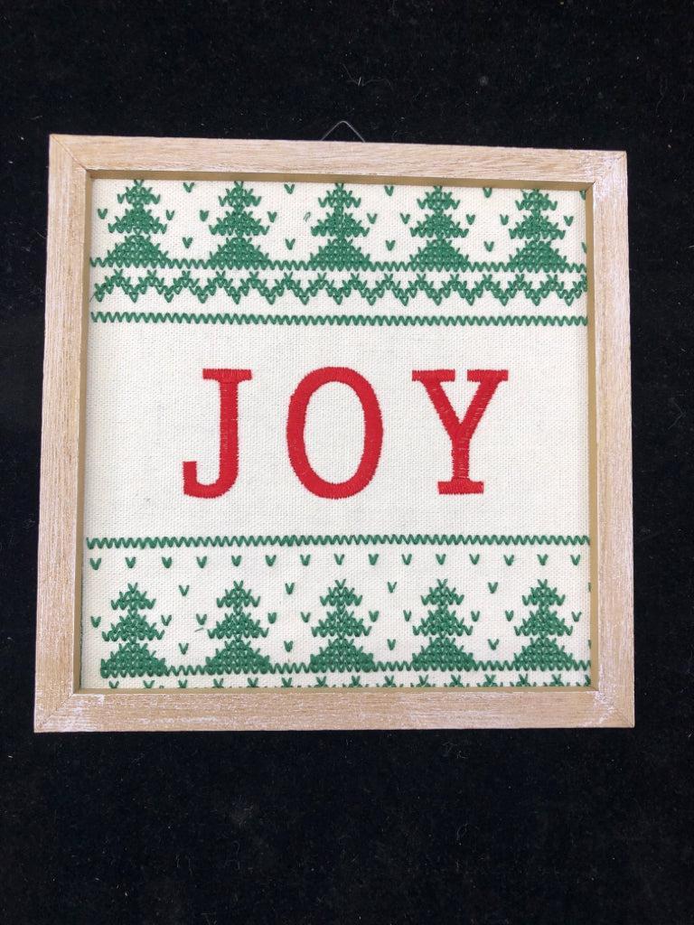 EMBROIDERED JOY SQUARE WALL DECOR.