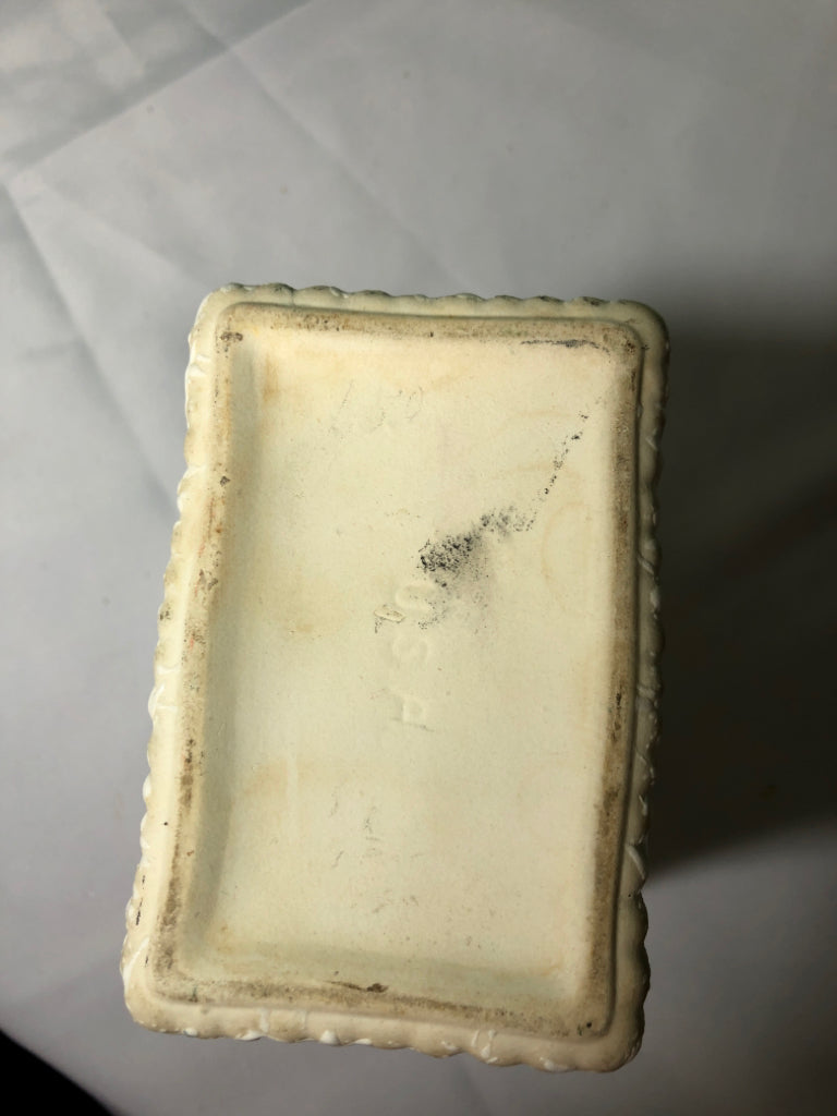 VTG CREAM AND PINK INSERT RECTANGLE PLANTER.