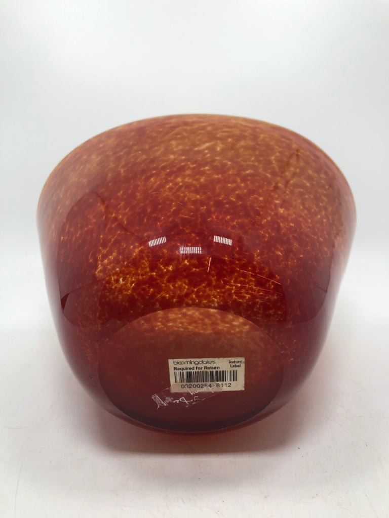 ORANGE/RED BLOWN GLASS VASE/ BOWL.