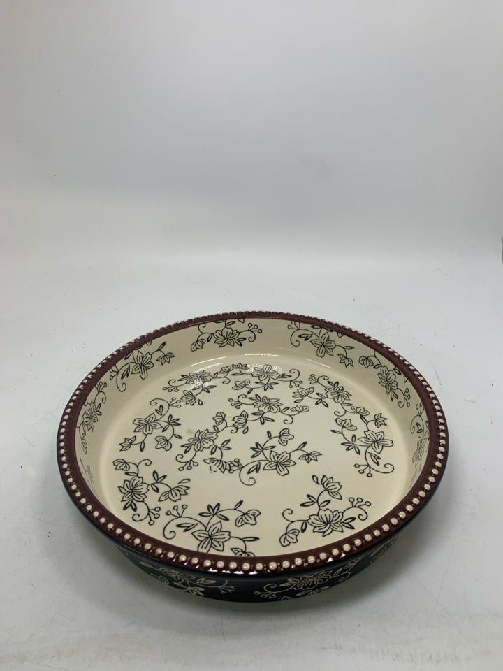 FLORAL LACE PIE PLATE BEADED EDGE.
