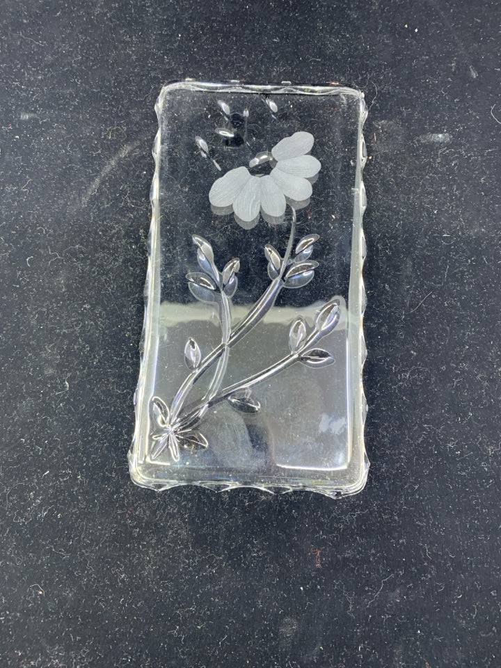 PRINCESS HOUSE FLORAL ETCHED GLASS TRAY.