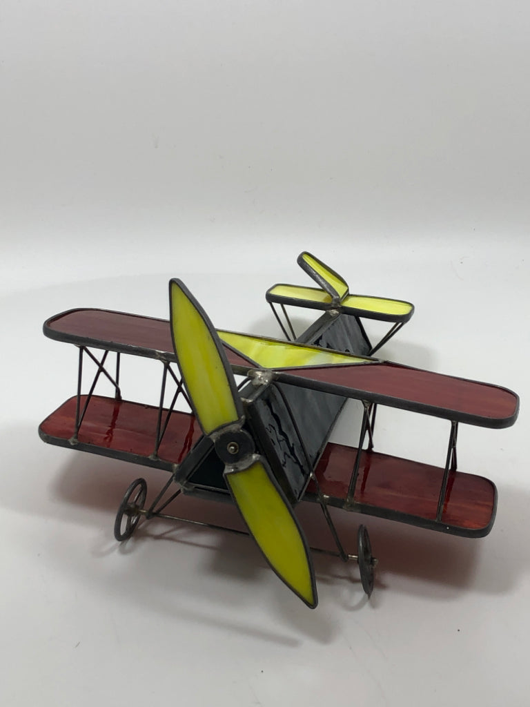 STAINED GLASS AIRPLANE FIGURE.