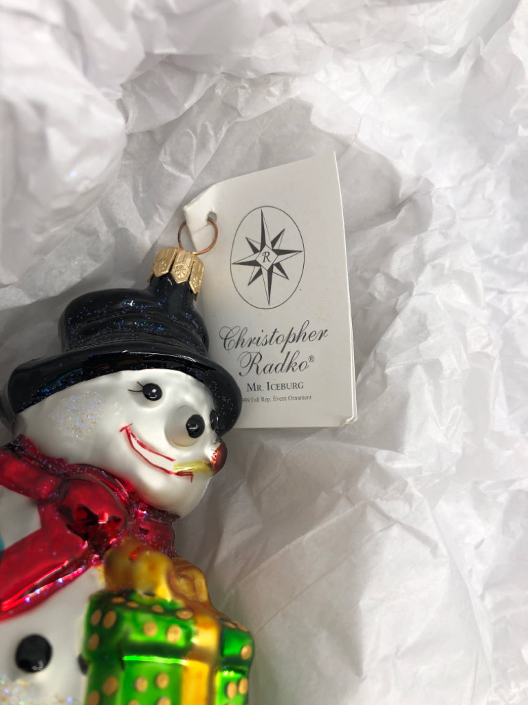 1999 MR ICEBURG SNOWMAN CHRISTOPHER RADKO ORNAMENT.