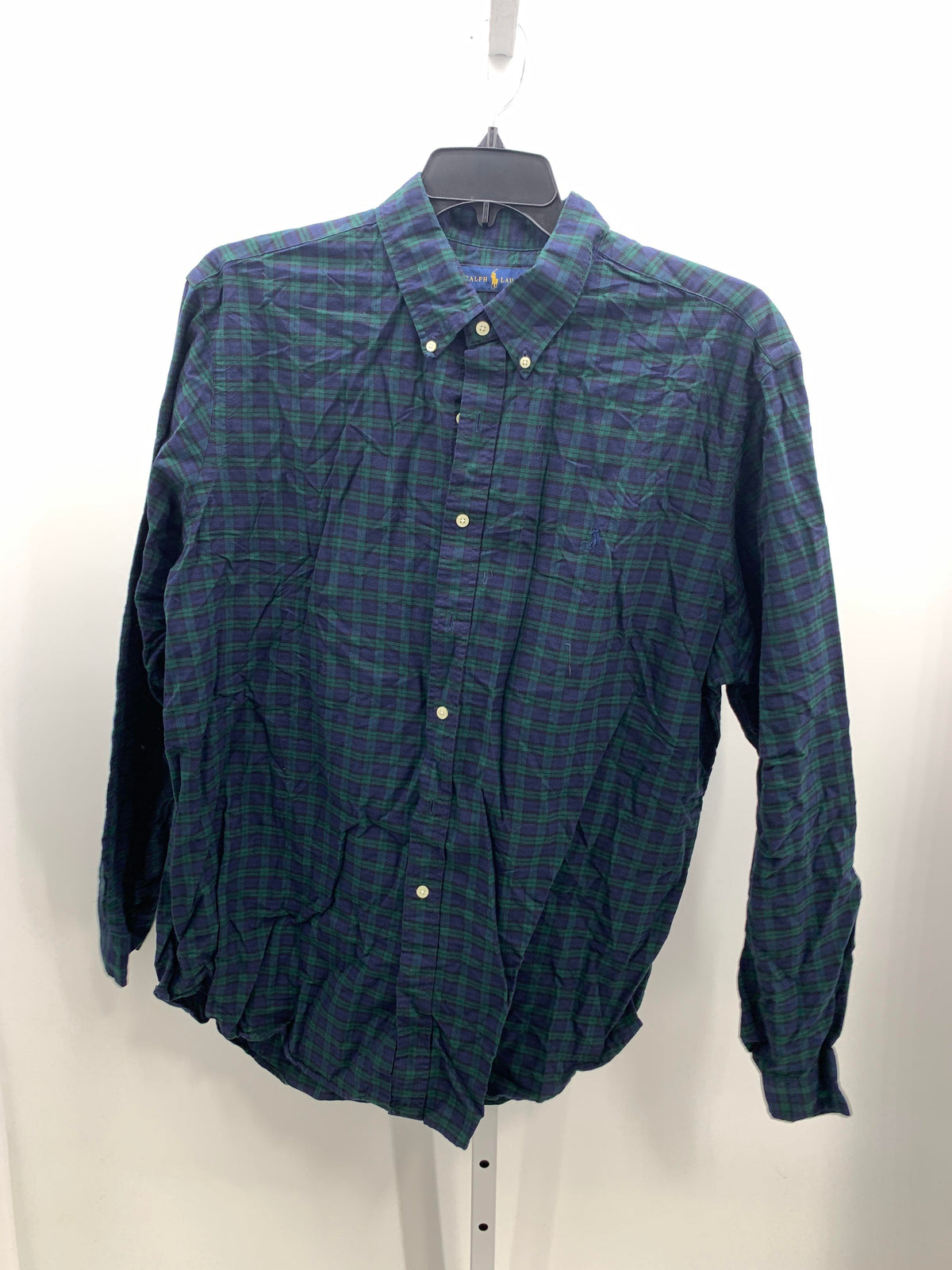 NAVY/ GREEN PLAID BUTTON DOWN