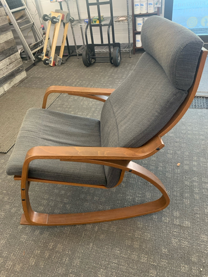 BLUE MID CENTURY ROCKER.