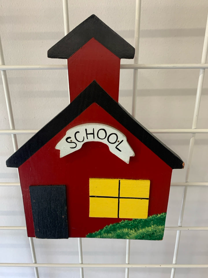 WOOD PAINTED SCHOOL WALL HANGING.