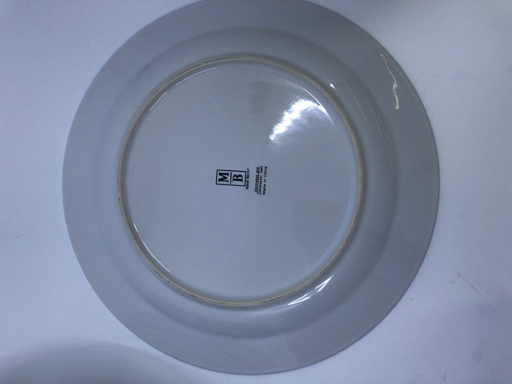 21 PC WHITE/BLUE SNOWMAN DINNER SET.