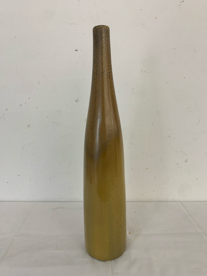 YELLOW BROWN OMBRE NARROW TOP VASE.