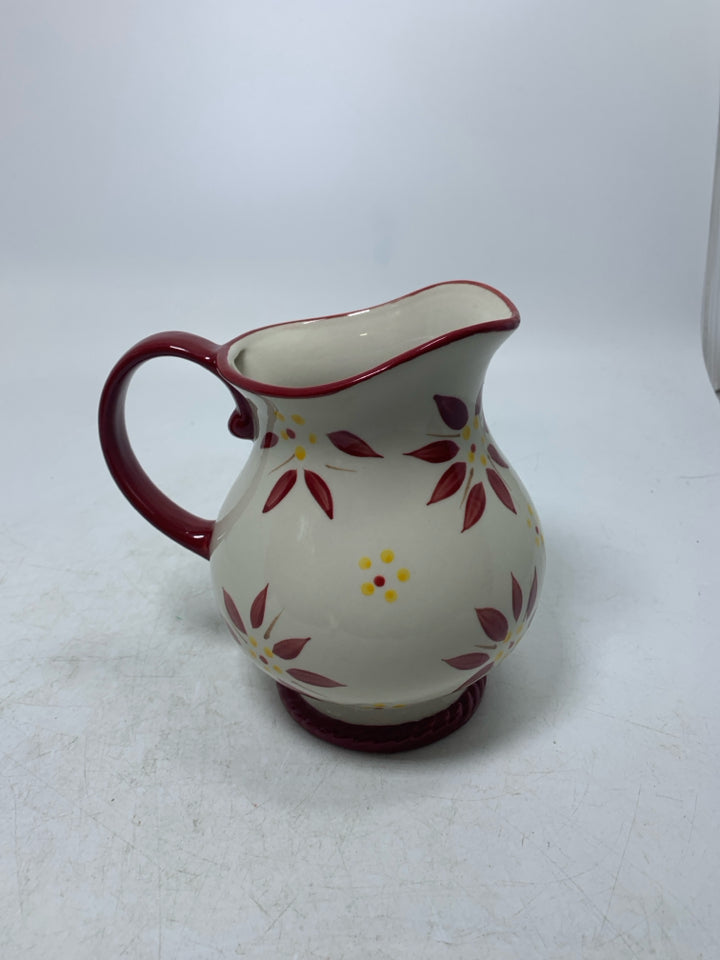 RED FLORAL PITCHER.