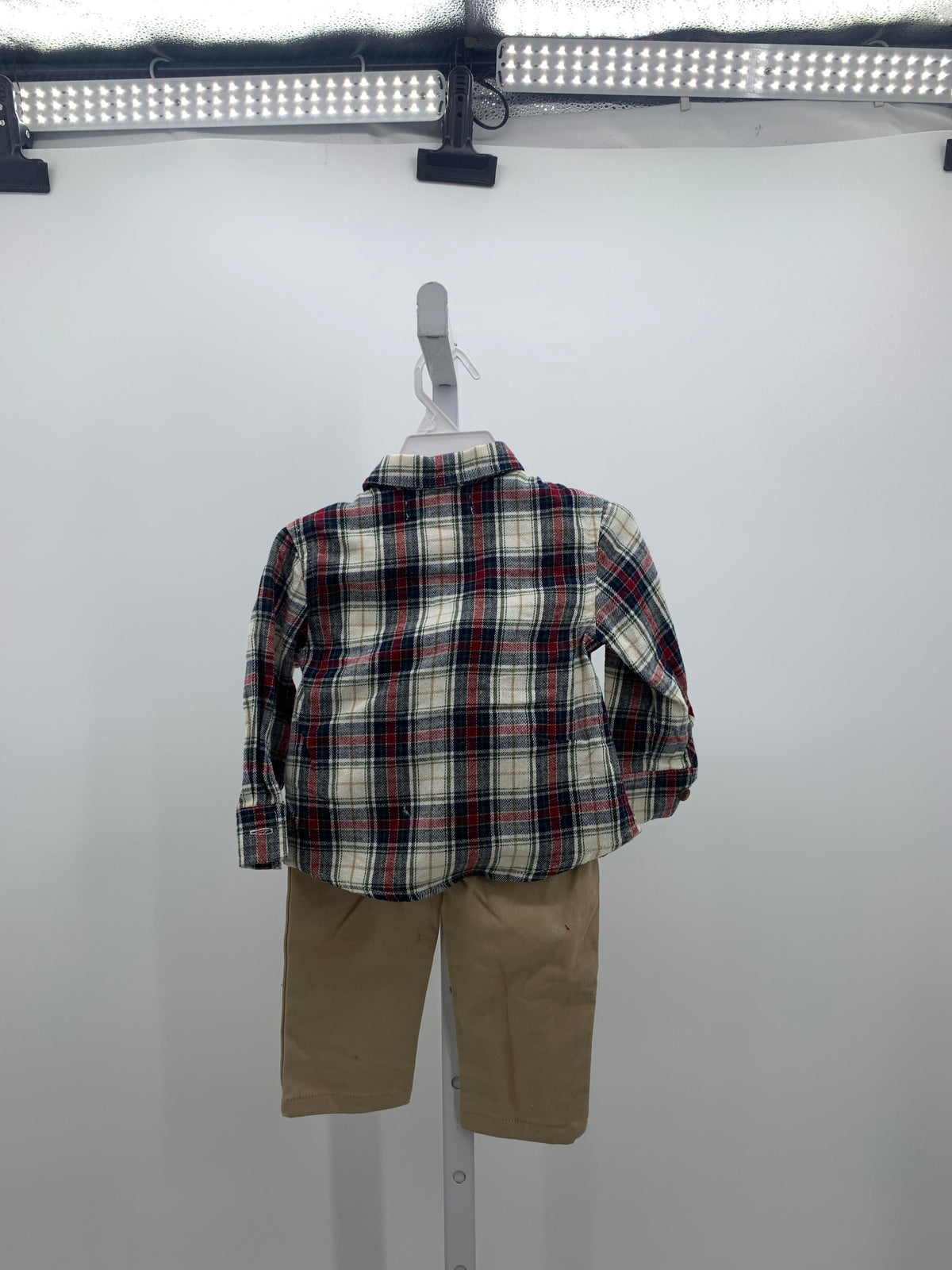 PLAID SHIRT TAN PANTS AND BOW TIE