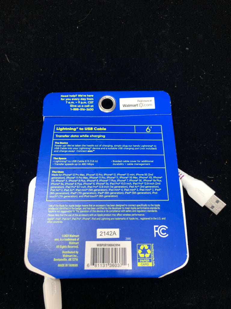 IPHONE CONNECT LIGHTNING USB CABLE-PURPLE.