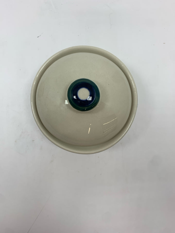 2PC CREAM BLUE RIM SUGAR CREAMER SET.
