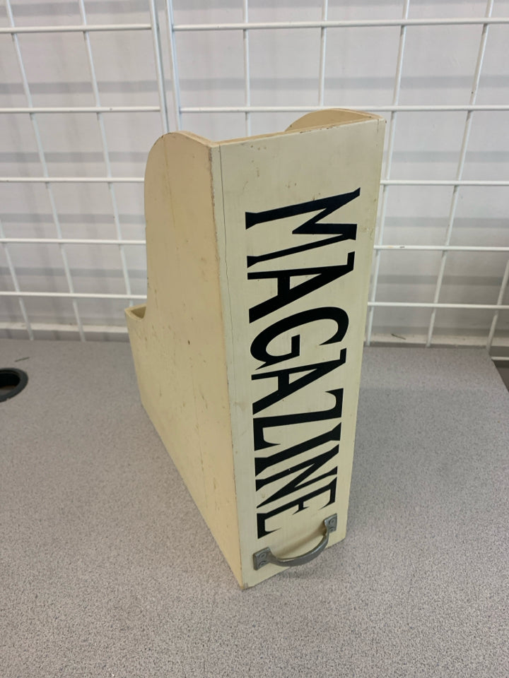 WOODEN MAGAZINE HOLDER.
