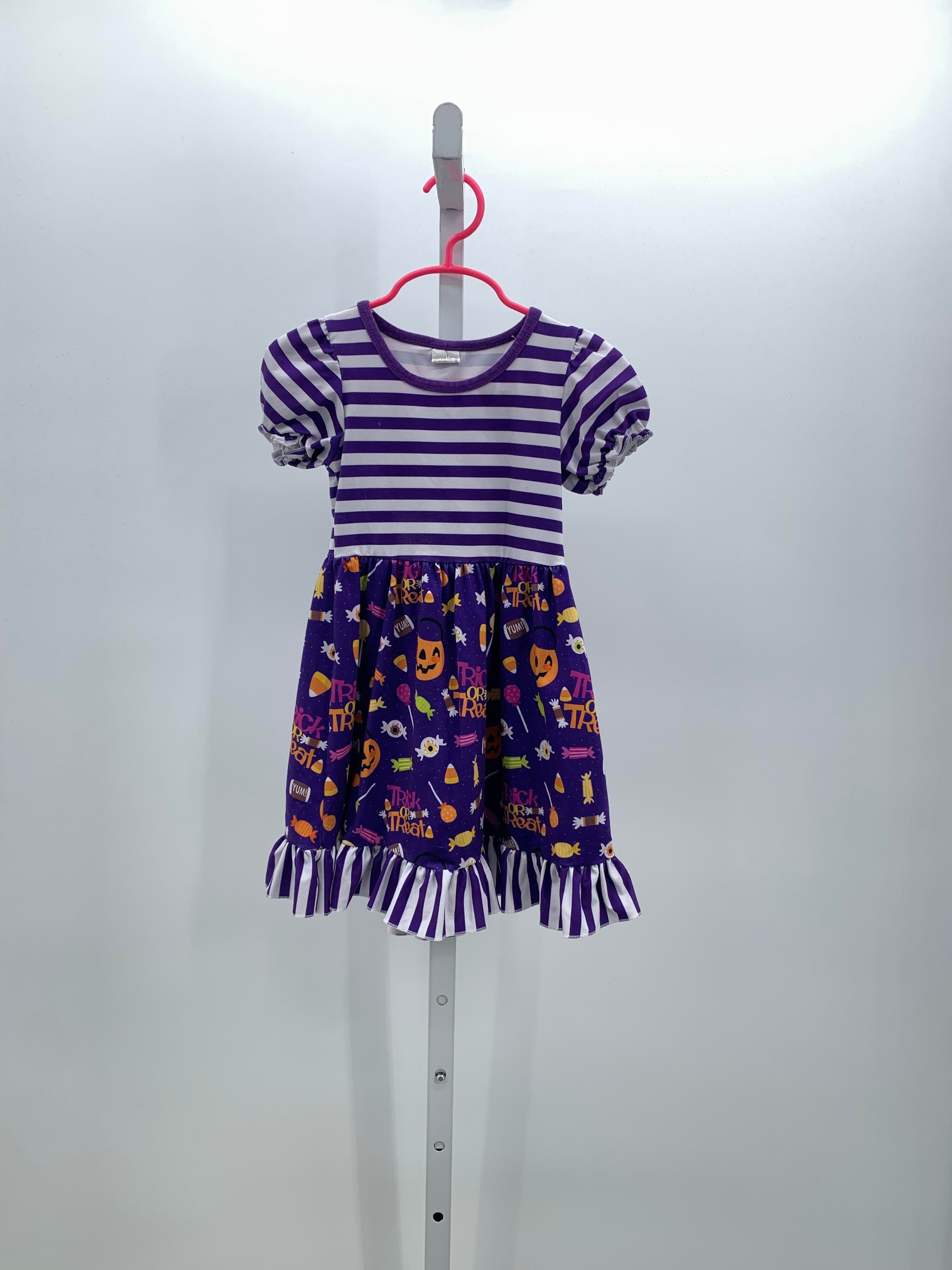 SHORT SLV DRESS STRIPES TRICK OR TREAT.