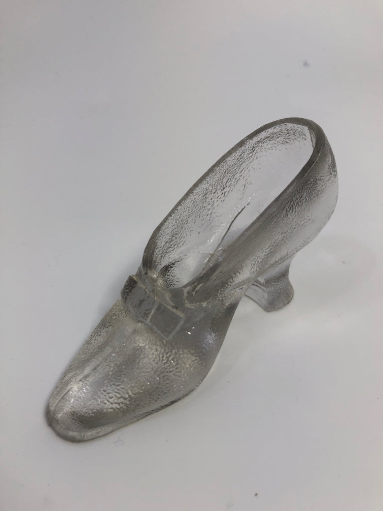 FROSTED CLEAR GLASS SLIPPER-GODINGER CRYSTAL LEGENDS.