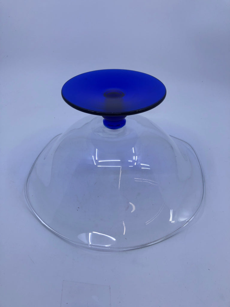 COBALT BLUE FOOTED CANDY DISH.