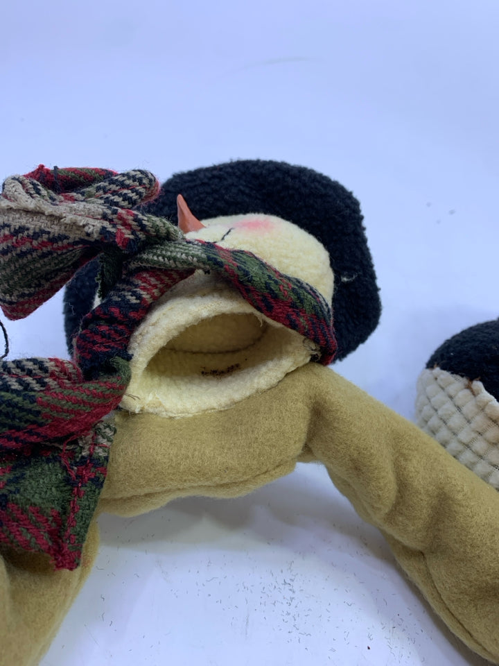 PLUSH SNOWMAN WINE BOTTLE TOPPER AND FEET.