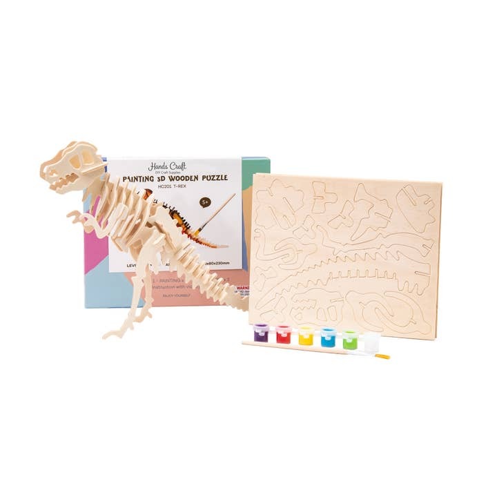 3D Wooden Puzzle With Paint: T-Rex. 29 Pieces