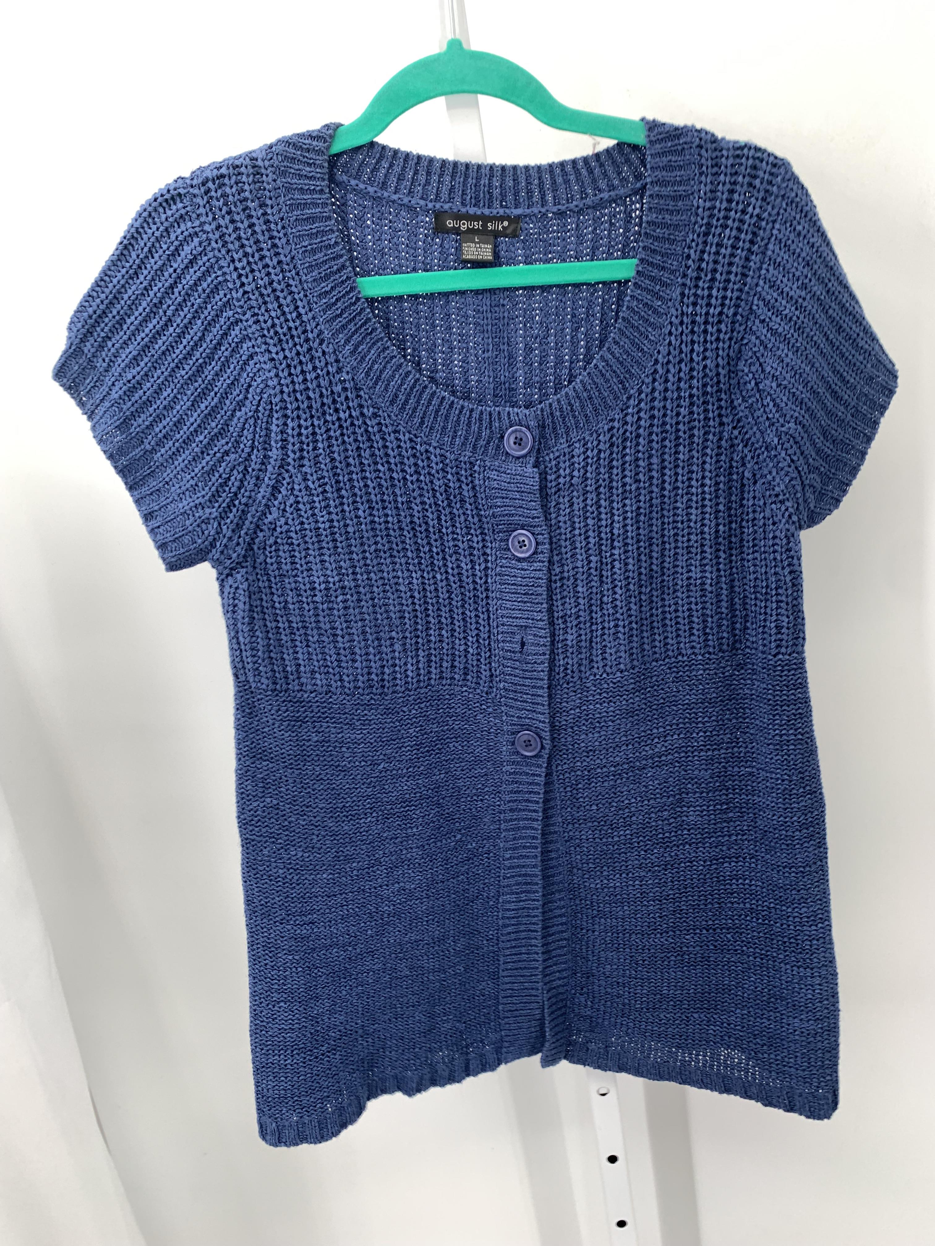 August Silk Size Large Misses Short Slv Sweater