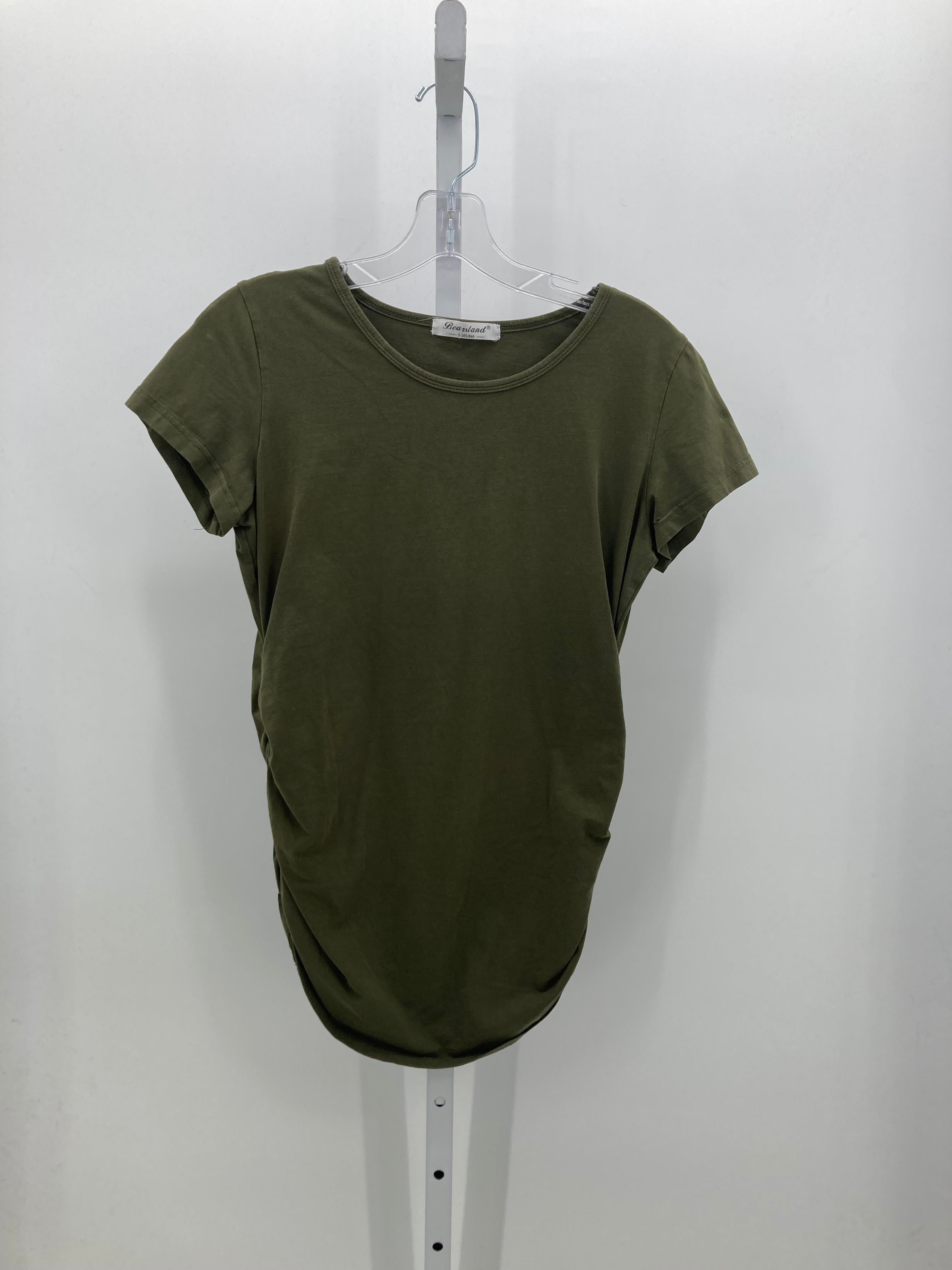 Green Size Small Maternity Short Sleeve Shirt