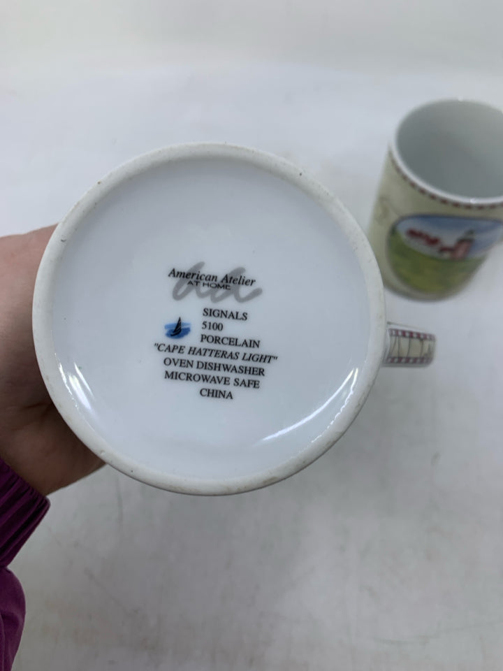 2 LIGHTHOUSE THEMED MUGS.
