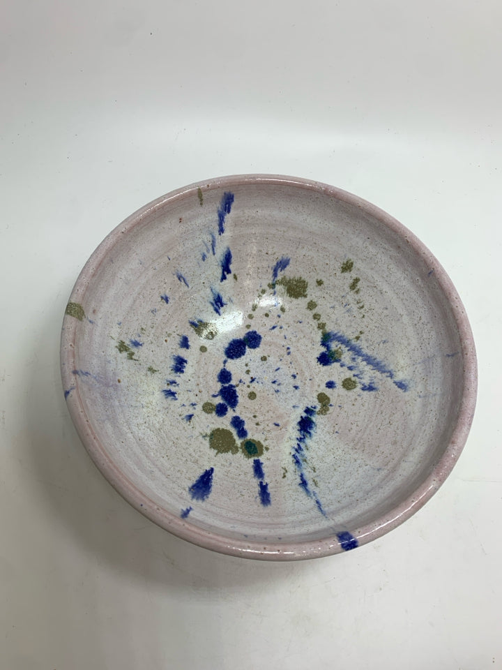 BLUE SPLATTER POTTERY BOWL.