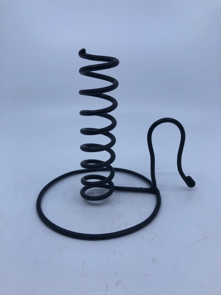 BLACK SPIRAL TAPER CANDLE HOLDER.