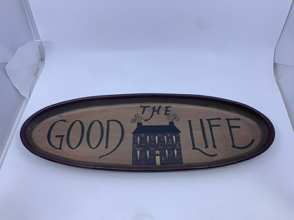 PRIMITIVE GOOD LIFE DECORATIVE TRAY.