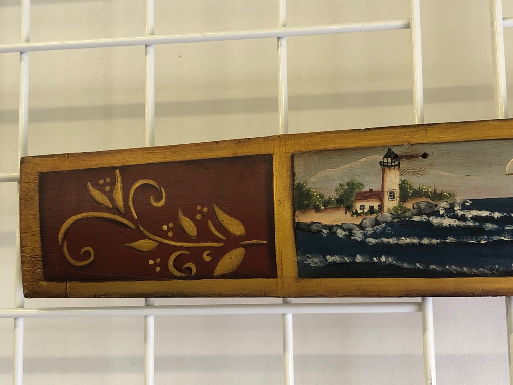 PRIMITIVE PAINTED SAILBOAT WOOD WALL HANGING.