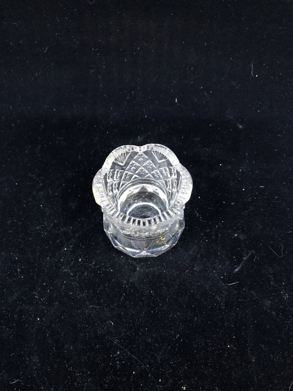 SMALL CUT GLASS TOOTH PICK HOLDER.