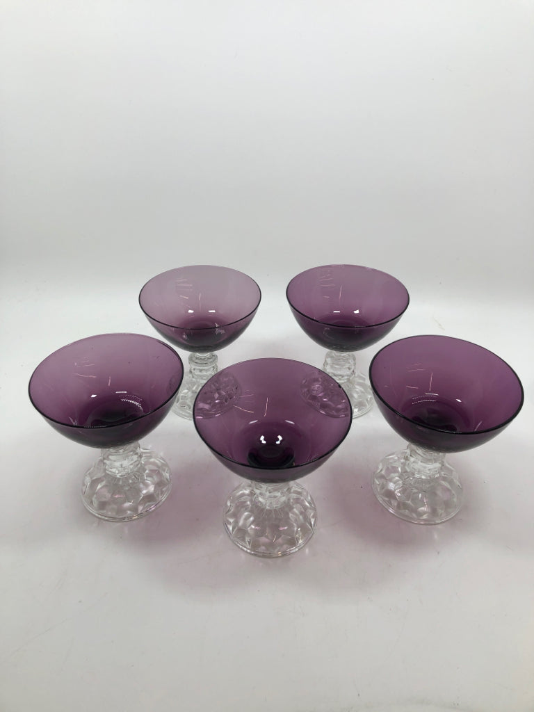 5 PURPLE SHERBET GLASSES.