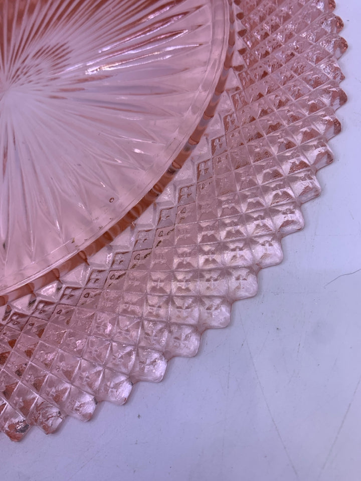 PINK DEPRESSION GLASS PLATE.
