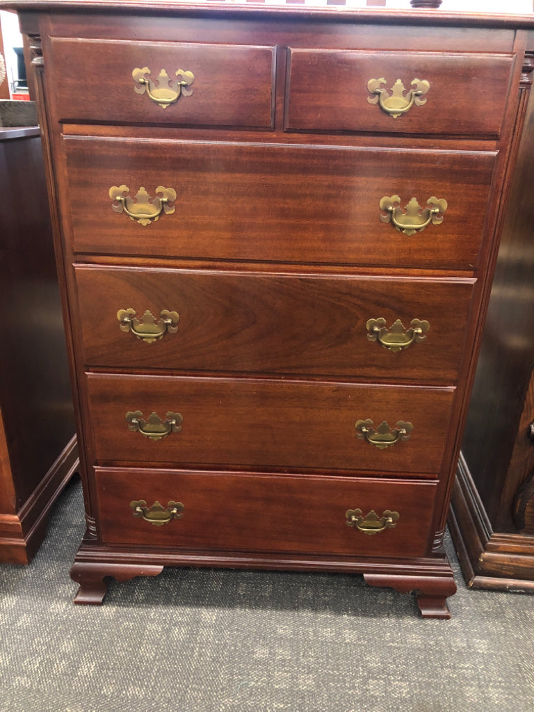 6-DRAWER KLING FACTORY DRK BROWN DRESSER.
