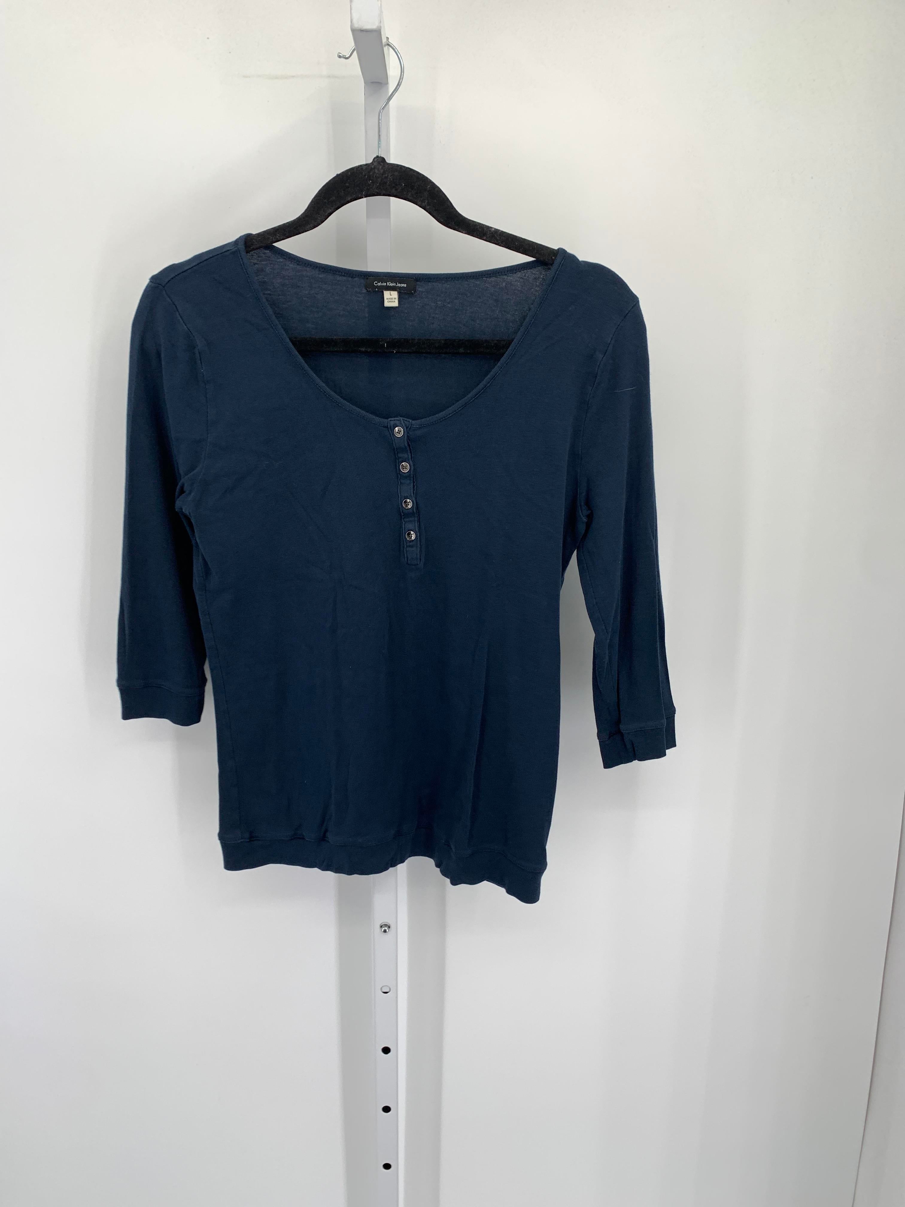 Calvin Klein Size Large Misses 3/4 Sleeve Shirt