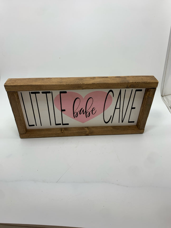 LITTLE BABE CAVE WOOD BLOCK SIGN.