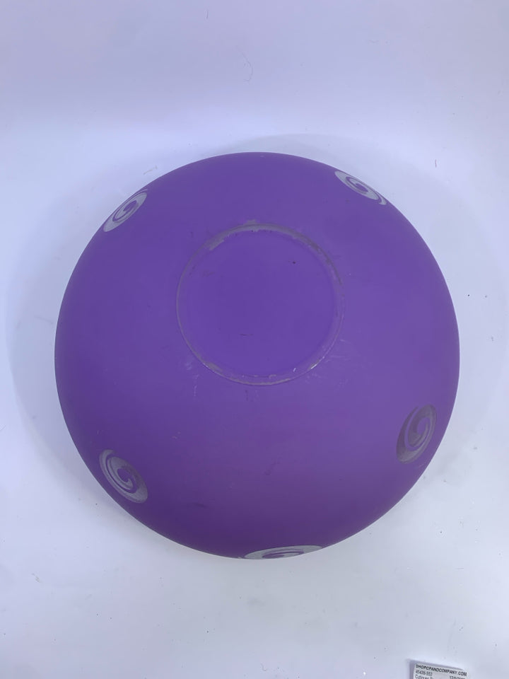 PURPLE PAINTED CENTERPIECE BOWL W/SWIRLS.