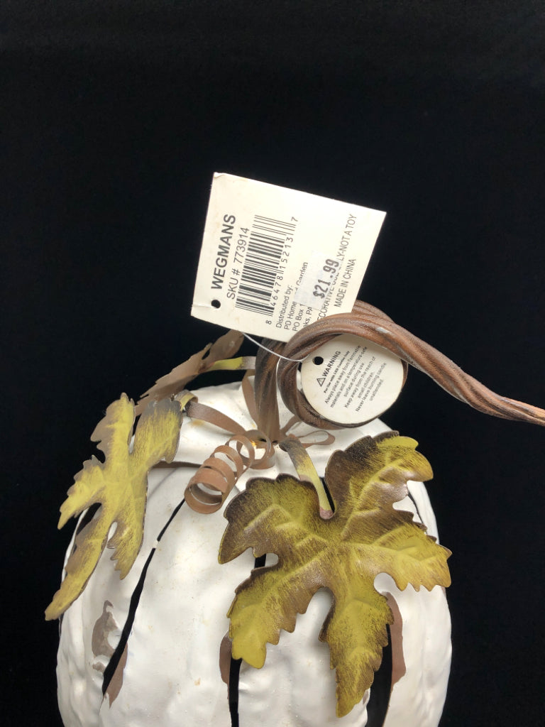 NWT WHITE METAL PUMPKIN DECOR.