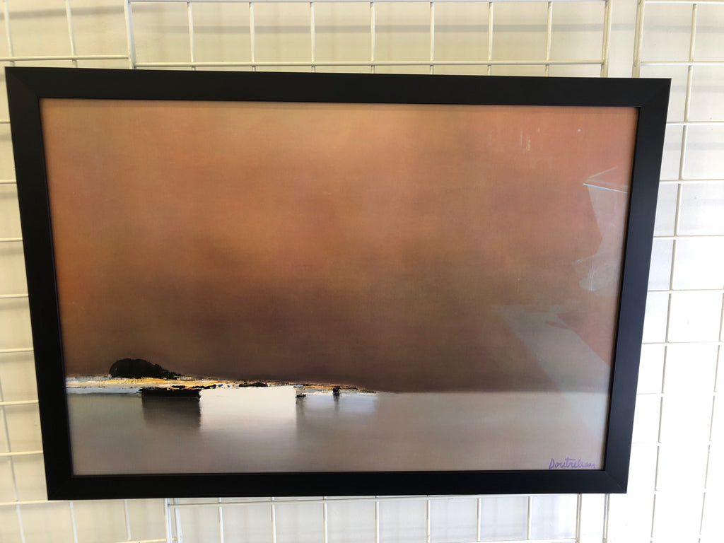 FOGGY OCEAN SCENE- DISTANT HARBOR 32" X 22.