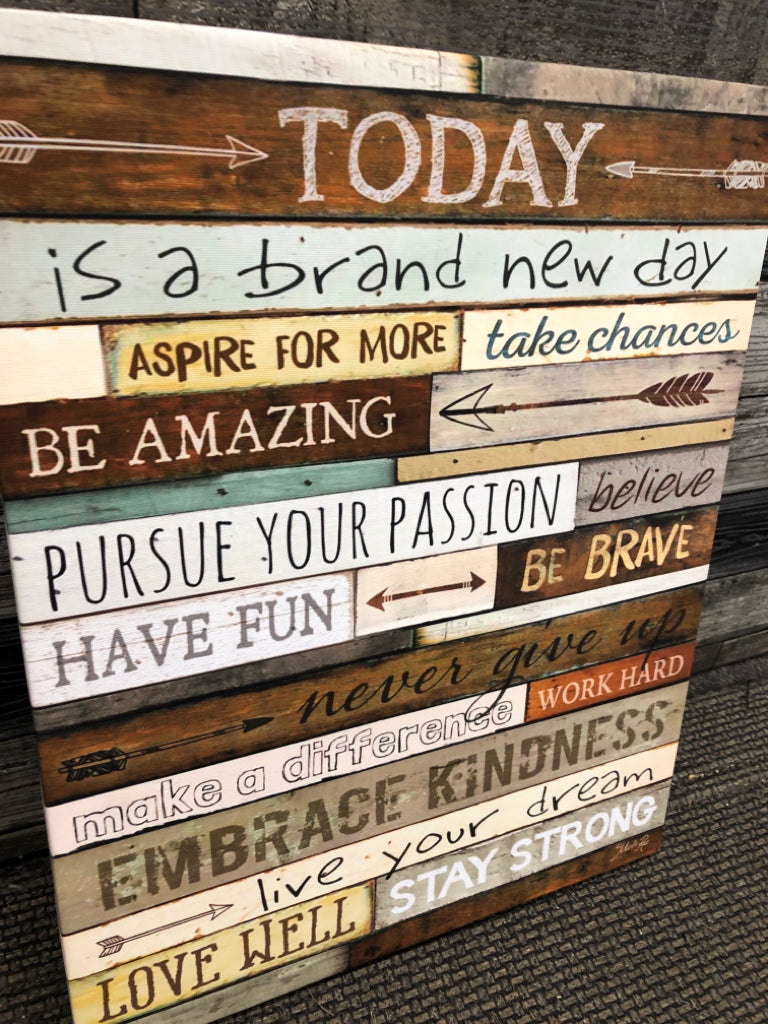 'TODAY IS A BRAND NEW DAY' CANVAS PRINT.