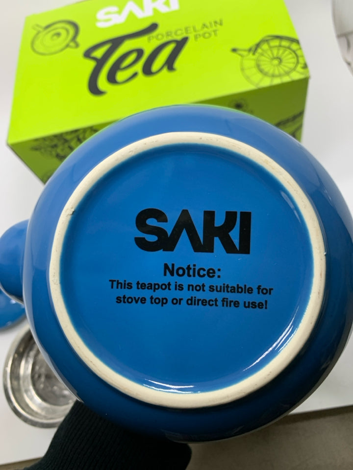NIB SAKI PORCELAIN TEAPOT W/ INFUSER.