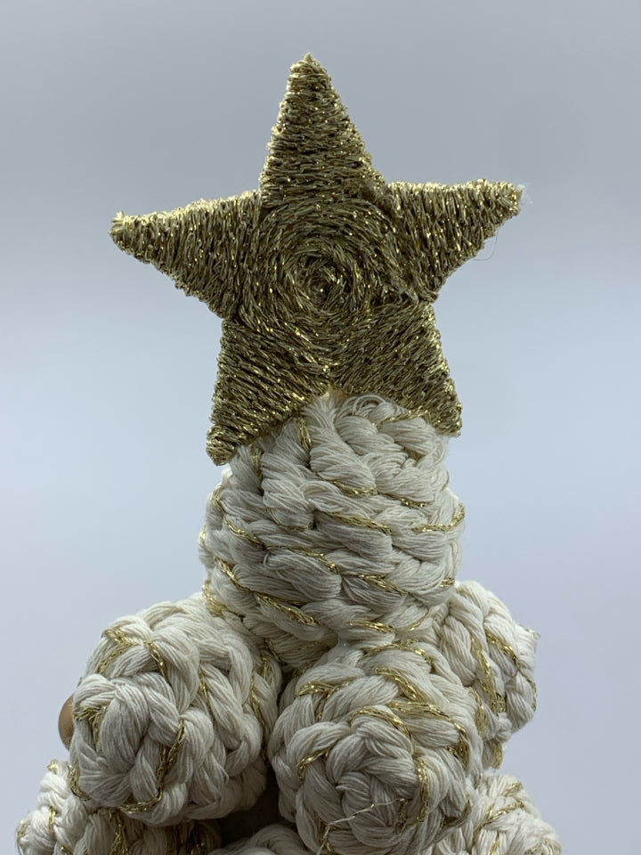 WOVEN MACRAME BALL TREE W/GOLD STAR.