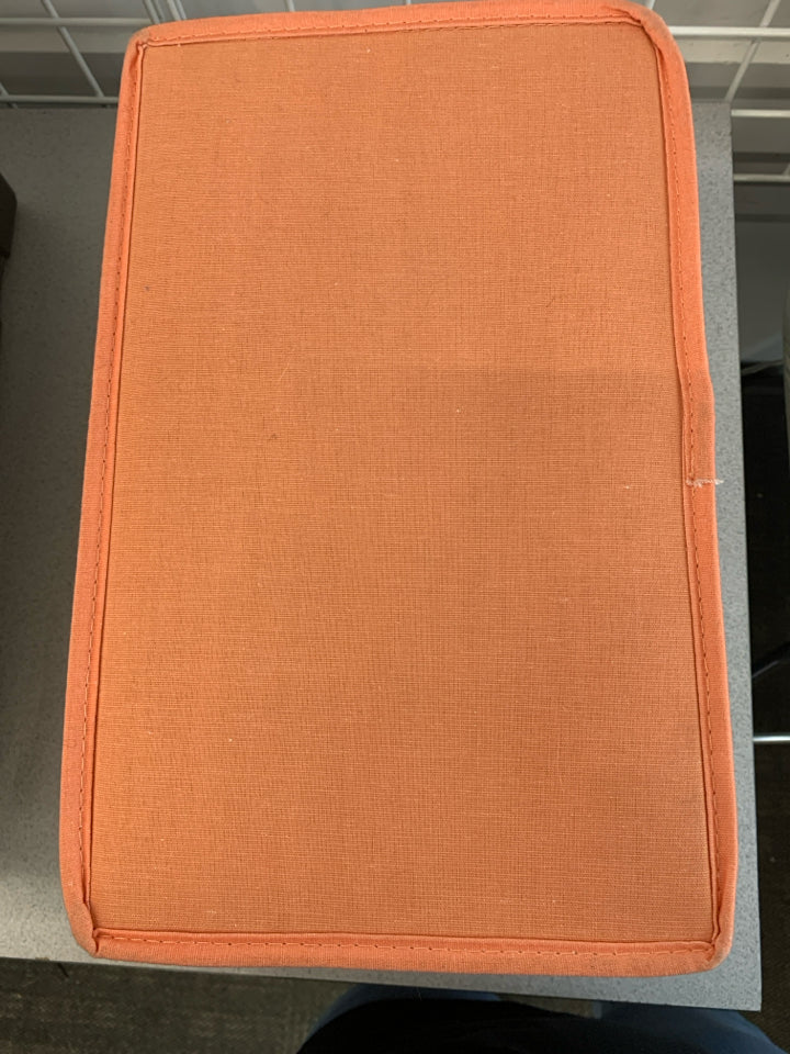ORANGE/WHITE STRIPE CANVAS STORAGE BIN.