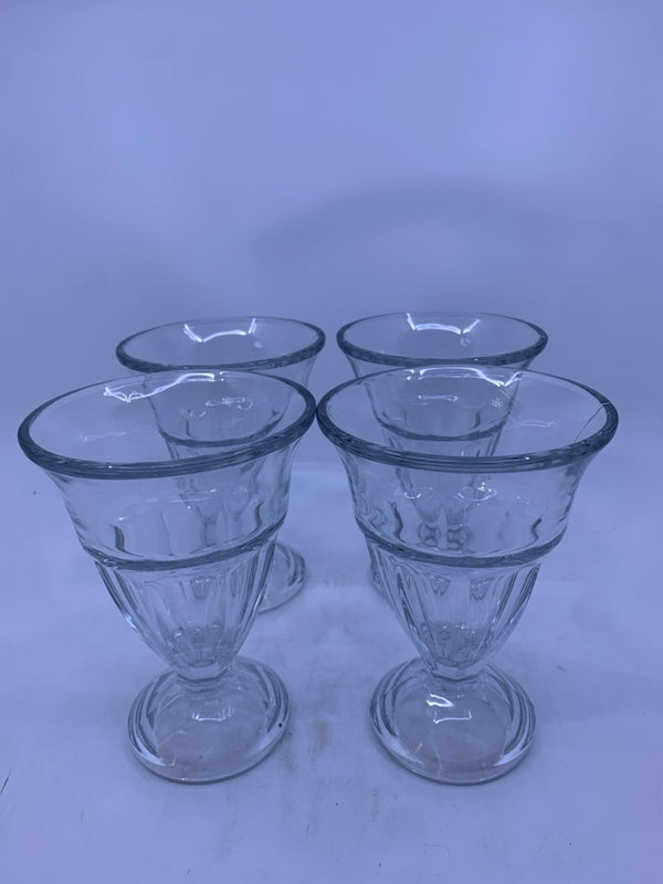 4 FOOTED SUNDAE GLASSES.