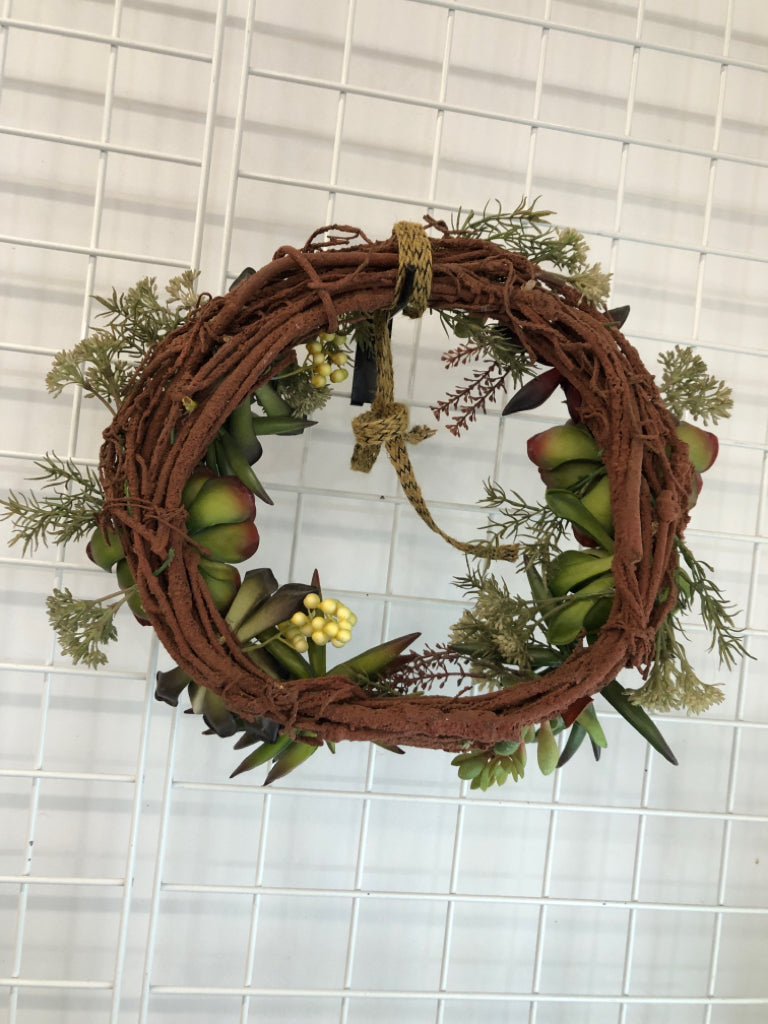 FAUX SUCCULENT WREATH.