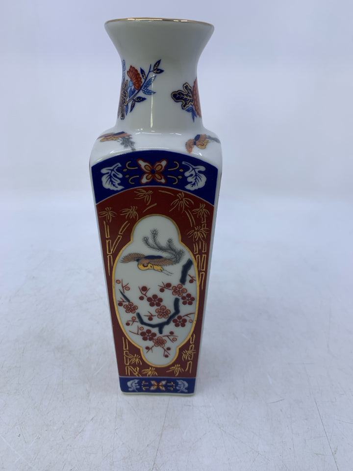 ASIAN STYLE COLORED BLOCK ROUND VASE.